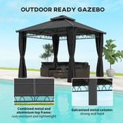 Dark Grey 3 x 3m Hard Top Gazebo with Polycarbonate Roof and Steel Frame by Outsunny