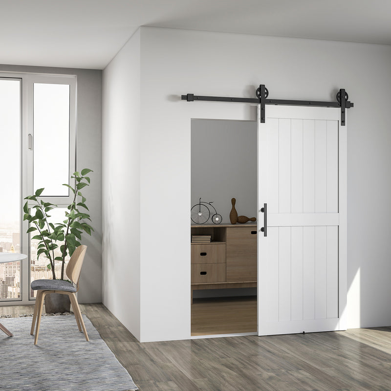 Sliding Barn Door for Quiet Space Saving Access in Kitchens or Utility Rooms White