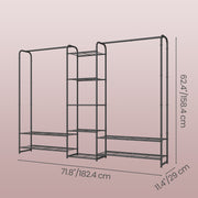 Dimensions diagram of the open wardrobe showing 182.4 cm width, 29 cm depth and 158.4 cm height