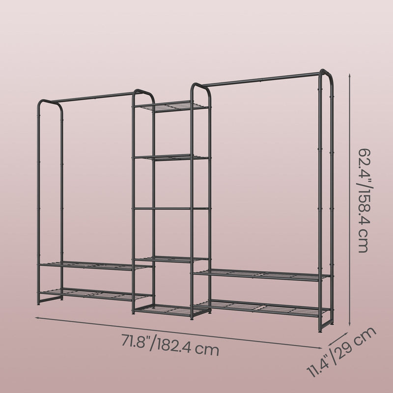 Dimensions diagram of the open wardrobe showing 182.4 cm width, 29 cm depth and 158.4 cm height