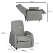 Grey Fabric Push Back Recliner Armchair With High Back and Leg Rest by HOMCOM