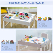 Kids Table and Chair Set with Built In Storage Ideal for Playrooms and Bedrooms, Grey