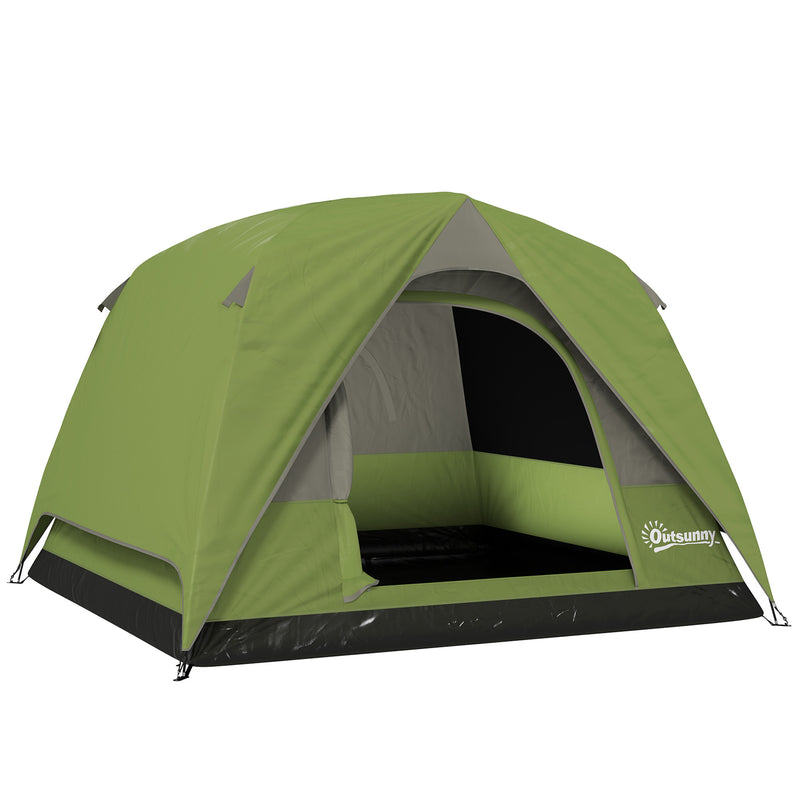 3 Person Waterproof Camping Tent With Mesh Windows And Groundsheet Olive Green