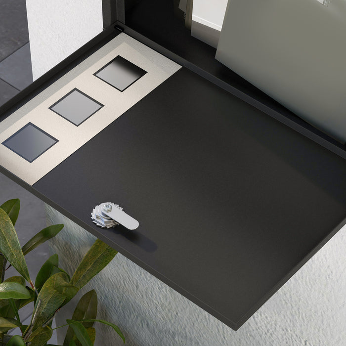 Wall Mounted Weatherproof Post Box with Viewing Windows and Lockable Door Easy Install, Black