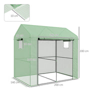 Walk In Garden Greenhouse With Roll Up Door And Mesh Windows For Plant Growth Green