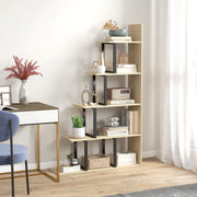 HOMCOM 5-Tier Bookcase, Wooden Ladder Bookshelf Display Stand, Oak AOSOM