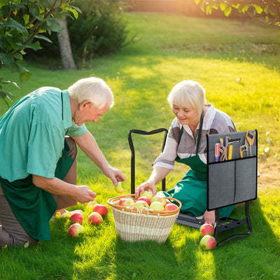 Grey Steel Frame Padded Garden Kneeler with Tool Bag by Outsunny