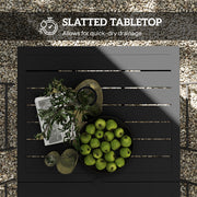 Black Rectangular Garden Dining Table for 6 with Parasol Hole and Steel Frame by Outsunny