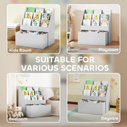 Kids Bookcase with Shelves and Drawer for Bedroom or Playroom Storage Grey