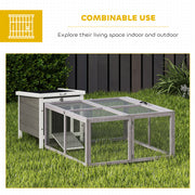 Rabbit Hutch with Easy Access and Foldable Design for Gardens and Patios Grey AOSOM