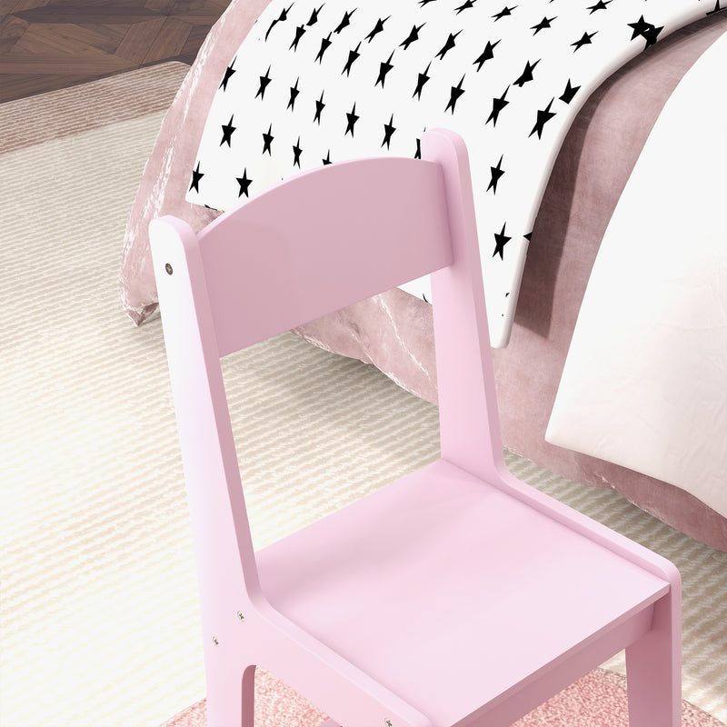 Kids Dressing Table Set with Stool Mirror and Drawer for Bedroom Playroom Use, Pink