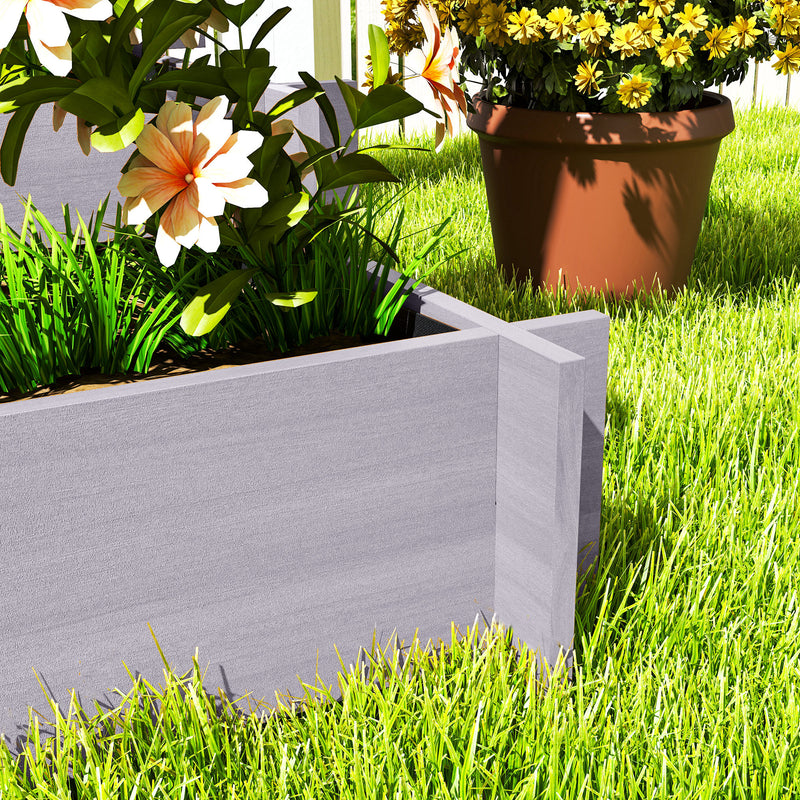 3 Tier Wooden Garden Planter With Trellis For Climbing Plants Raised Bed Grey AOSOM