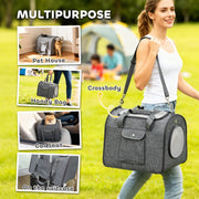 Foldable Cat Carrier Bag with Shoulder Strap and Removable Mat for Small Pets, Grey AOSOM