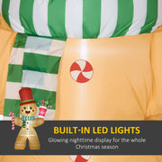 Close-up of the striped scarf and peppermint button with built-in LED lights callout