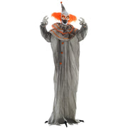 Homcom orange clown Halloween animatronic with glowing amber eyes on a white studio background