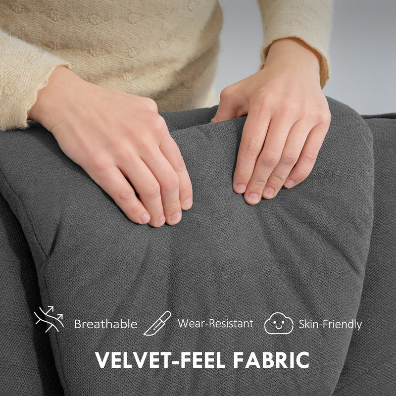 Charcoal Grey Velvet Rocker Swivel Recliner Chair with Footstool for Home Comfort