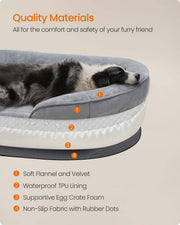 Orthopaedic dog bed cover partially unzipped showing the removable washable design