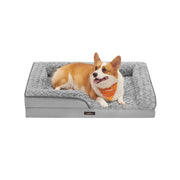 Corgi resting in the Feandrea dove grey orthopedic dog bed for large dogs