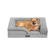 Small dog resting in the Feandrea dove grey orthopedic dog bed for medium dogs
