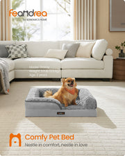 Feandrea medium dog bed styled in a living room with a small dog sitting in it