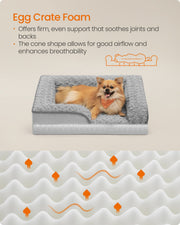 Infographic showing the egg crate foam padding inside the Feandrea dog bed