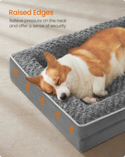 Raised cushioned edge of the Feandrea dog bed supporting a sleeping dog's head