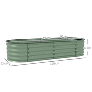 Green Galvanised Metal Raised Garden Beds Pack of 2 for Flowers Herbs and Succulents