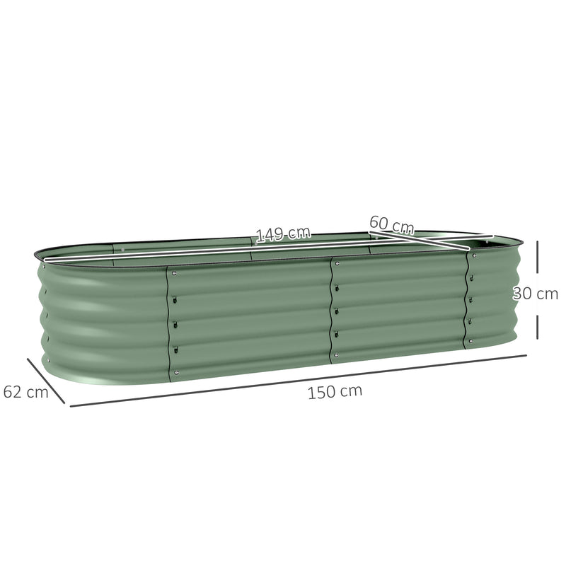 Green Galvanised Metal Raised Garden Beds Pack of 2 for Flowers Herbs and Succulents
