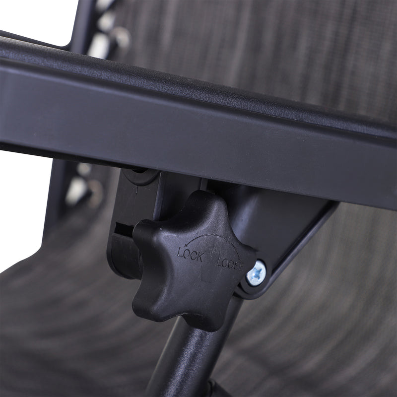 Grey Zero Gravity Garden Sun Lounger Set with Reclining Chairs Cup Holders and Canopy Shade