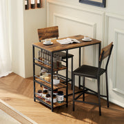 3 Piece Bar Table Set With Stools Space Saving Design For Kitchen Or Dining Area Brown Black