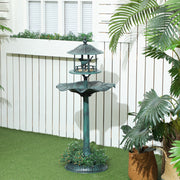 Outsunny 3-in-1 Garden Bird Bath, Freestanding Birdbath with Large Water Basin, Underneath Flower Planter, Φ50 x 113 cm, Green AOSOM