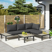 3 Piece Aluminium Garden Furniture Set with Cushions and Coffee Table Dark Grey by Outsunny