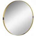 Round Shatterproof Wall Mirror for Hallways and Living Rooms Ready to Hang Gold Tone Homcom