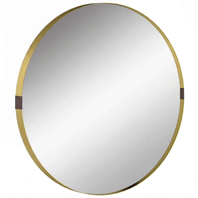 Round Shatterproof Wall Mirror for Hallways and Living Rooms Ready to Hang Gold Tone Homcom