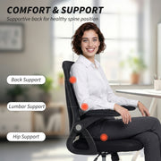 Ergonomic Mesh Office Chair With Adjustable Height And Flip Up Arms For Home Desk Black AOSOM