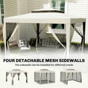 Outsunny 3x3m Gazebo, Netting Party Tent, Patio Canopy Outdoor Event Shelter with Double Tier Roof, Cream White Outsunny