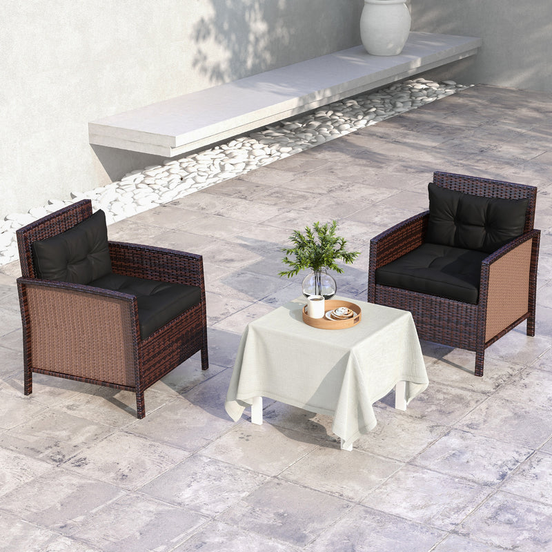 2 Piece Garden Chair Cushions Set with Back Support for Indoor or Outdoor Use Black AOSOM