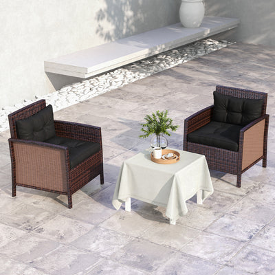 2 Piece Garden Chair Cushions Set with Back Support for Indoor or Outdoor Use Black AOSOM