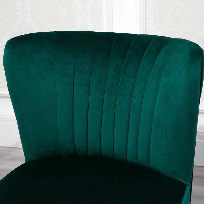 Velvet Accent Tub Chairs Set of 2 with Curved Back and Wood Legs for Lounge Use Green