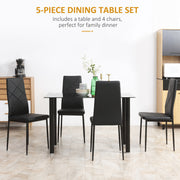 Space Saving 5 Piece Dining Table Set for 4 with Steel Frame Ideal for Small Kitchens Black