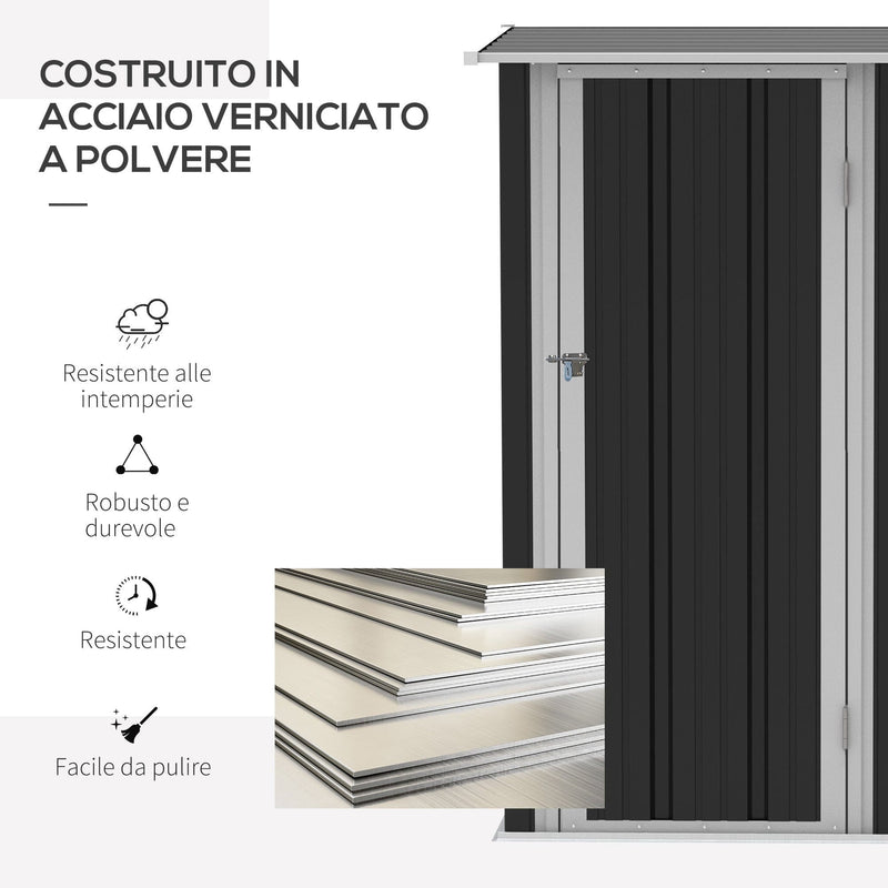 Italian-language panel on powder-coated steel construction with care icons