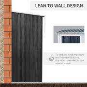 Lean-to wall design panel showing the grey shed placed against a brick wall