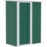 Green shed studio view from the front with the door closed