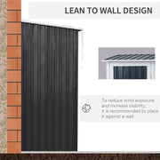 Lean-to wall design panel with the dark grey shed against a brick wall