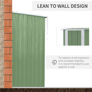 Second lean-to wall design panel with the light green shed on a brick wall