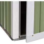 Close-up of the door bottom edge and base rail with the door standing open