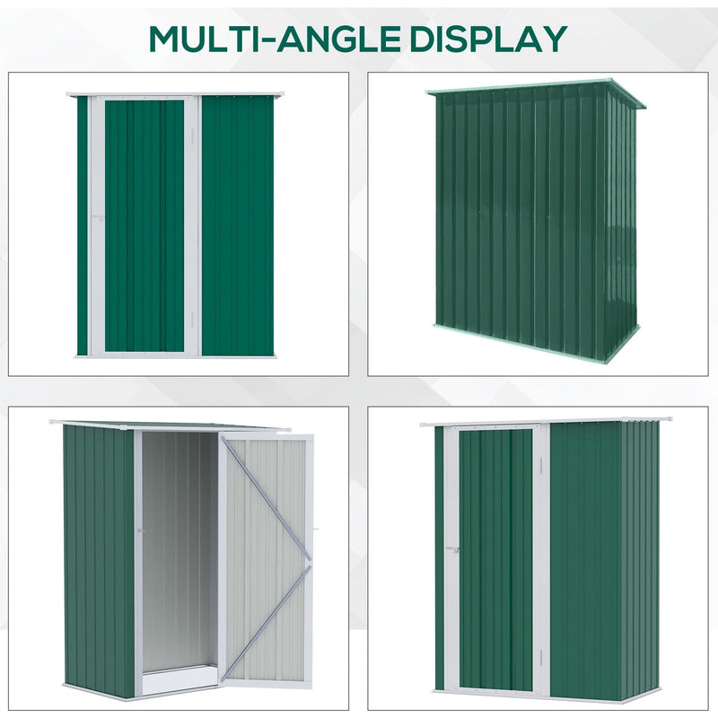Multi-angle display of the green shed from four sides