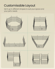 Diagram of six alternative panel layouts including square, U-shape and trapezoid configurations.