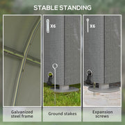 Galvanised steel frame joint shown with the 6 ground stakes and 6 expansion screws supplied