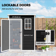 Close-up of the 62 cm wide lockable door with a padlock fitted and keys included